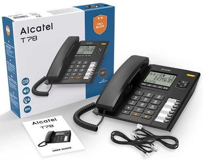 Alcatel T78 Landline Corded Phone, Black  #ATL1425604  Large Display  (UK)  BNIB