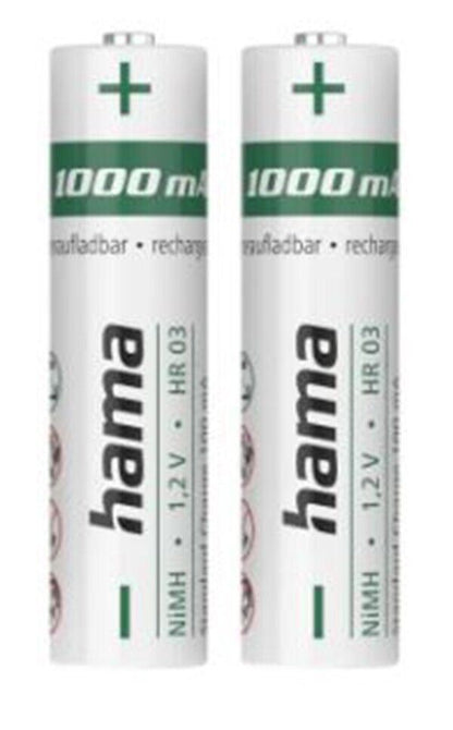 2 x HAMA NiMH Rechargeable Batteries, AAA 1000 mAh Mignon Quick Charge (UK) BNIP