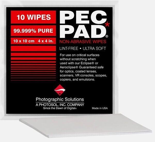 10 x Photographic Solutions PEC PAD Lens Cleaning Cloths 10cm x 10cm 4" x 4"  UK