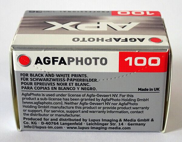 2 x Agfa APX 36 100 135mm Professional Black and White Film 36 exp. 100 ASA (UK)