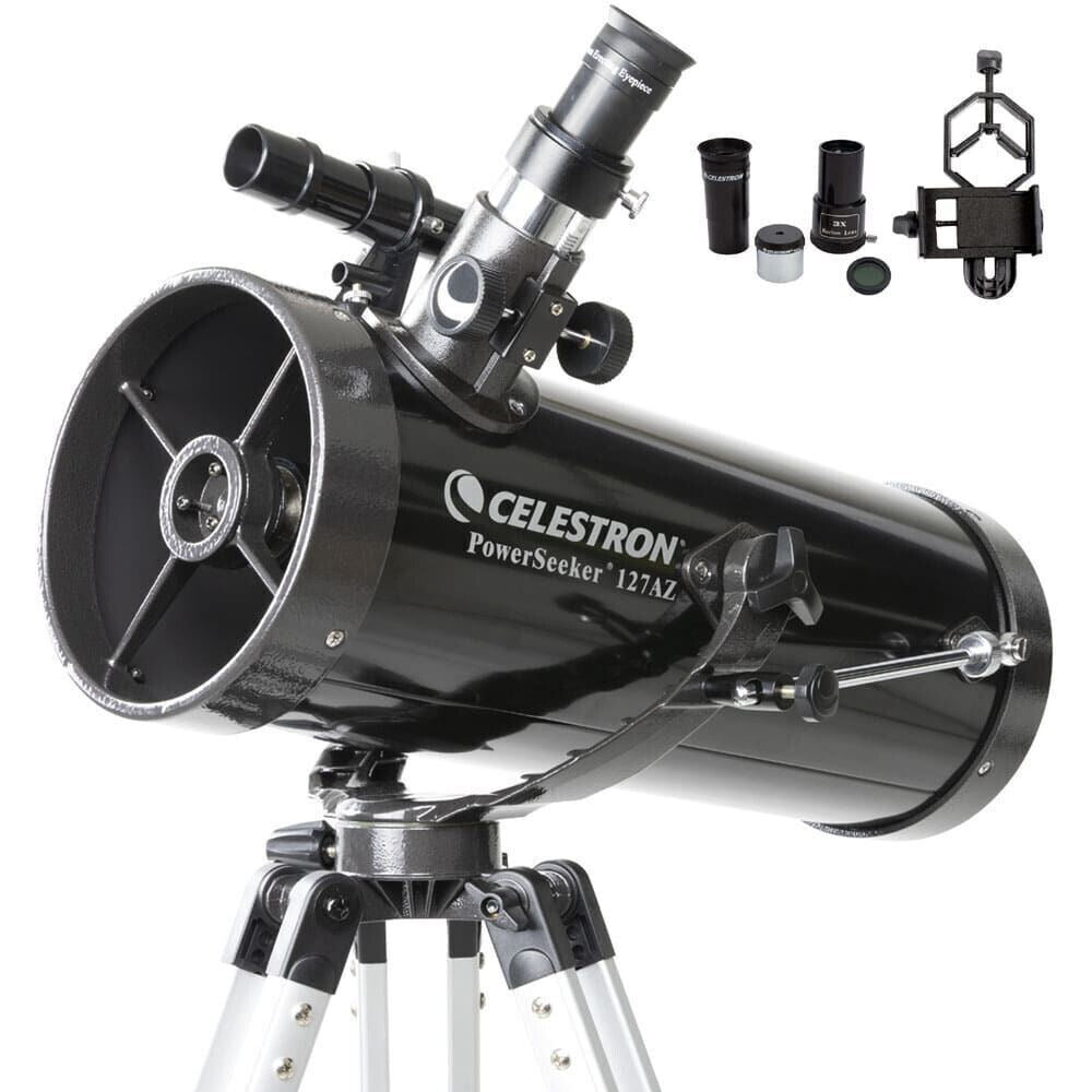 Celestron Powerseeker 127 AZ Reflector Telescope Kit + Phone adapter Moon #22040