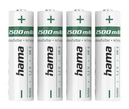 4 x HAMA NiMH Rechargeable Batteries, AA 2500 mAh  Mignon Quick Charge (UK) BNIP