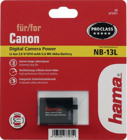 NB-13L Lithium Ion Battery for Canon  "DP 471" Replacement battery by HAMA  (UK)