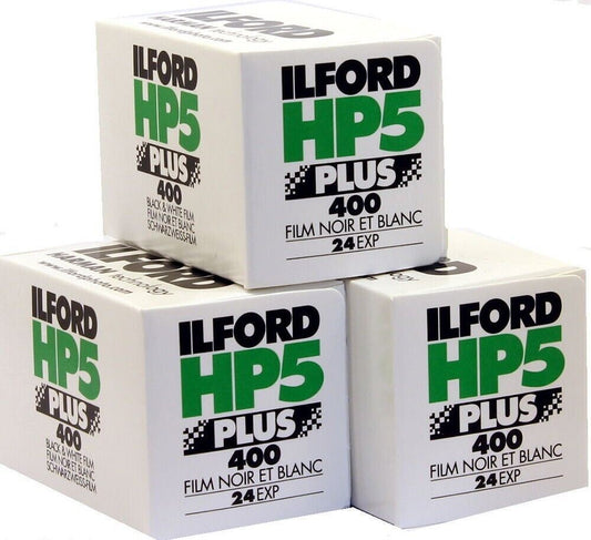 3 x Ilford HP5 Plus 400 asa Black & White 35mm Film 24 exposures (UK Stock) BNIB