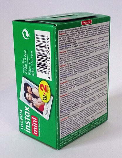 Fujifilm fuji instax mini colour instant film twin pack 2 x 10 Shots (UK Stock)