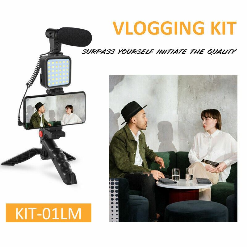 Video Vlogging Kit Microphone Light Tripod Phone Holder Remote control  KIT-01LM