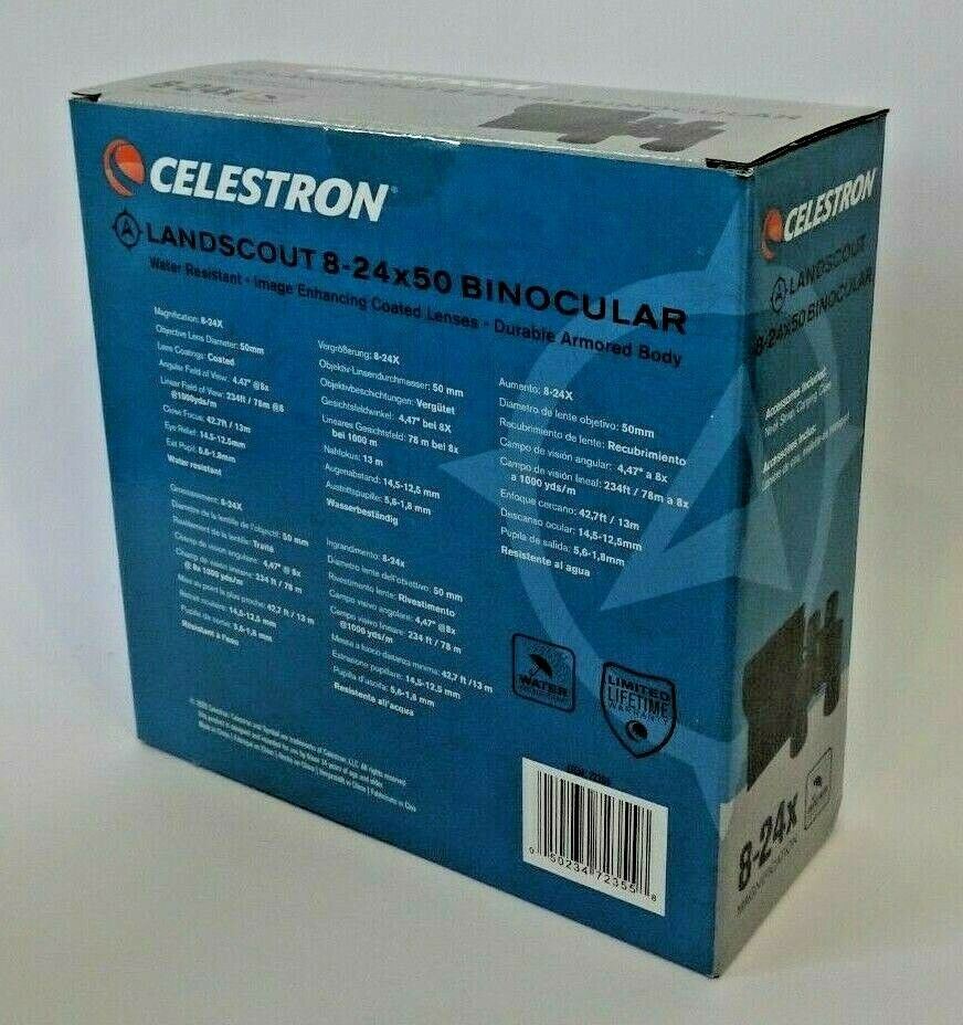 Celestron Land Scout 8-24 x 50 ZOOM - Porro Prism Binoculars #72355 (UK Stock)