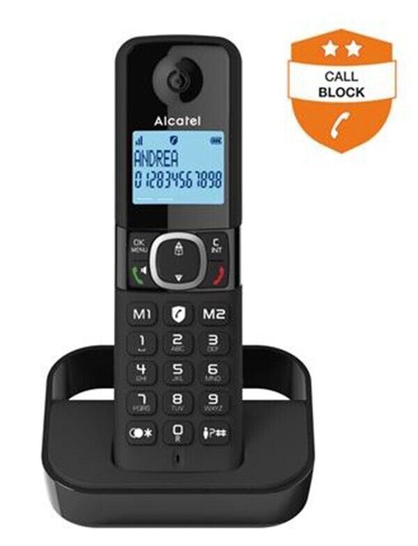 Alcatel F860 DUO Landline Cordless 2 x Phones Black #ATL1423525 Large Display UK