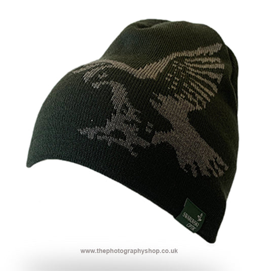 Swarovski Gear MBH Merino Beanie Hat in Green with Grey Hawk - one size