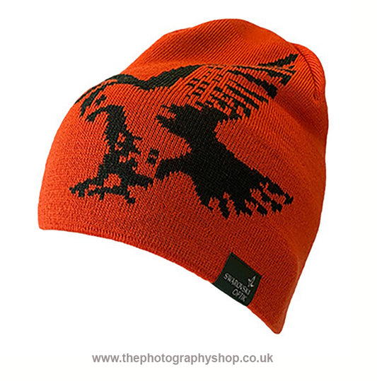 Swarovski Gear MBH Merino Beanie Hat in Orange with Black Hawk - one size