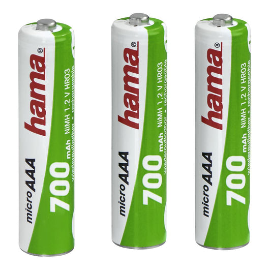 3x Hama Rechargeable AAA NiMH Batteries HR03 700 mAh Mouse Remote Solar Light UK