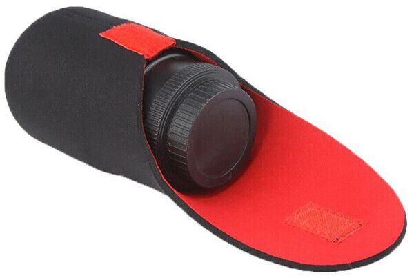 Extra Extra Large Camera Lens Soft Pouch Neoprene Protector Case Bag Black & Red