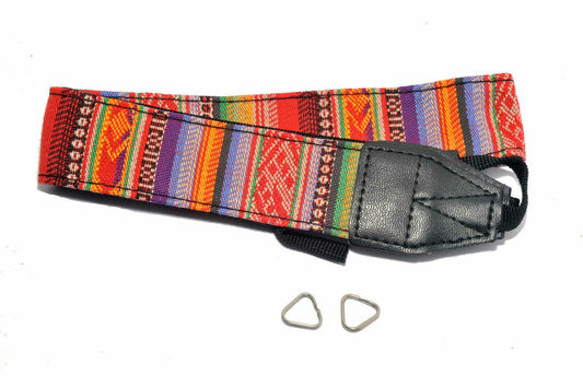 Kood Vintage Retro Style Multi-Coloured Tapestry Camera Neck Strap + Rings (UK)