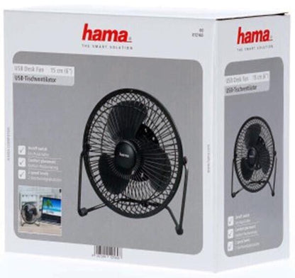 Hama Metal USB Desk Table Fan 15 cm (6")  XL, 2 Speed Levels #12160   (UK)  BNIB