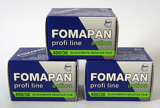 3 x Fomapan Action 400 iso 135mm Black & White Negative Film 135 36exp. (UK) NEW