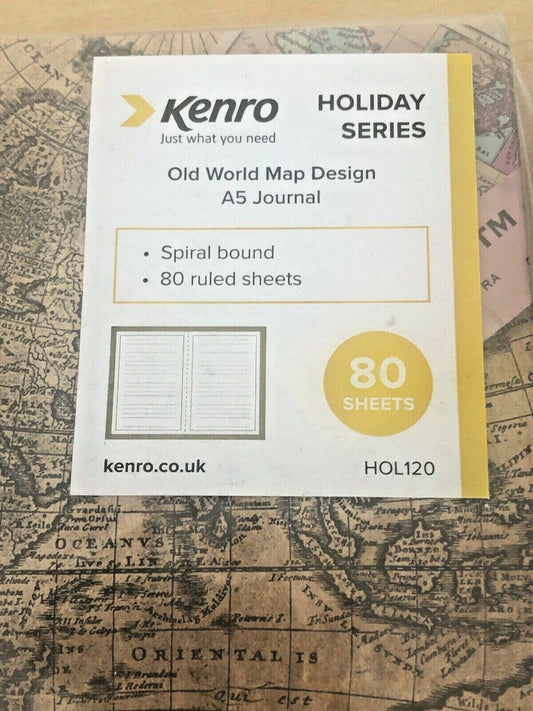 Journal Writing PAD by Kenro Old World Map Series A5, Spiral Bound � HOL120 (UK)