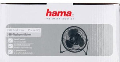 Hama Metal USB Desk Table Fan 15 cm (6")  XL, 2 Speed Levels #12160   (UK)  BNIB