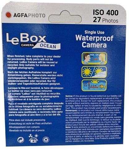 Agfa LeBox Ocean Underwater Single Use 27exp. Camera SUC (UK Stock) BNIB 12/2025