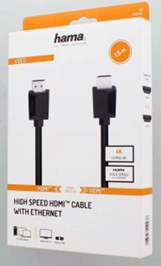 Hama High-Speed HDMI� Cable, Ultra-HD 4K, Ethernet, 1.5M (UK Stock) BNIP #200702