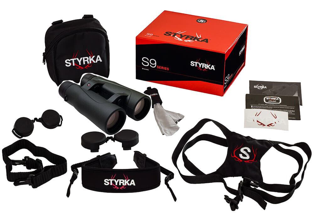 15 x 56 ED Binoculars = Styrka Strong S9 + Chest Harness Case KIT (UK Stock) NEW