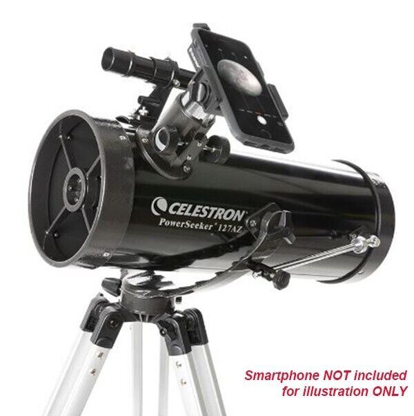 Celestron Powerseeker 127 AZ Reflector Telescope Kit + Phone adapter Moon #22040