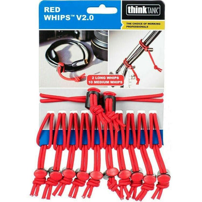 Think Tank 12 x Red Whips Adjustable Elastic Cable Ties V2.0 Bungie  #T964  (UK)