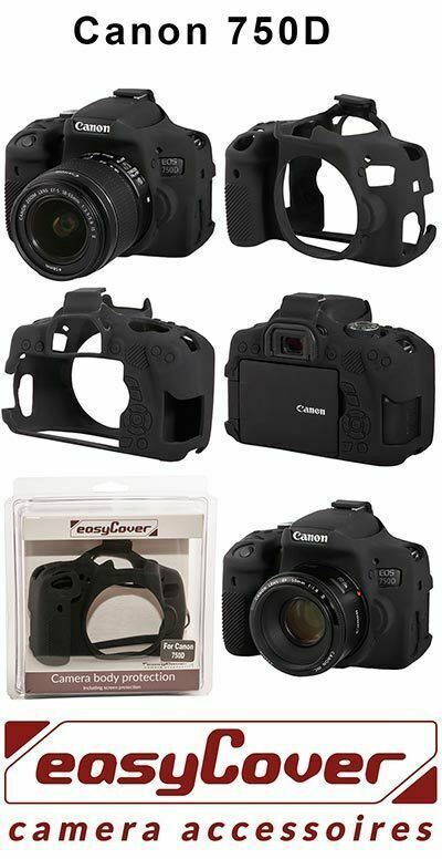 EasyCover Silicone Skin Case Cover Canon EOS 750D Black + Screen Protector, BNIP