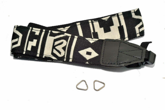 Kood Vintage Retro Style Black & Cream Tapestry Camera Neck Strap + Rings (UK)