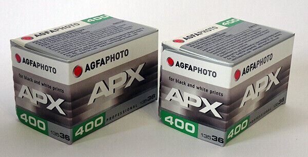 2 x Agfa APX 36 400 135mm Professional Black and White Film 36 exp. 400 ASA (UK)