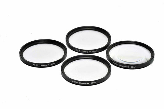 Kood 58mm Macro Close-Up Filter Set +1 +2 +4 +10 & Case - DSLR Cameras (UK) BNIP