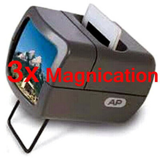 AP Slide Viewer 3x Magnification + Light = Battery Operated Folding Foot Compact