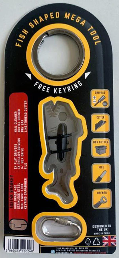 True Utility Sharkey Bite Sized 12-in-1 Pocket Multi Tool Key Ring #TU214 (UK Stock) BNIP