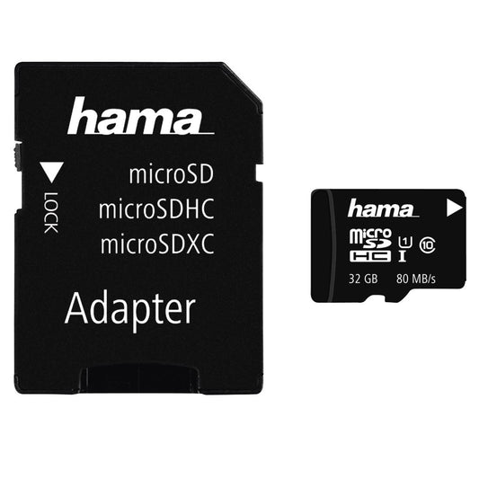 Hama micro SDHC 32GB Memory Card Class 10 UHS-I 80MB/s + Adapter (UK Stock) BNIP