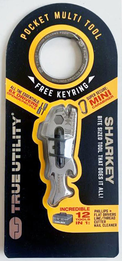 True Utility Sharkey Bite Sized 12-in-1 Pocket Multi Tool Key Ring #TU214 (UK Stock) BNIP