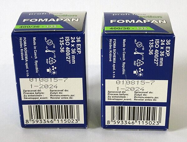 2 x Fomapan Action 400 iso 135mm Black & White Negative Film 135 36exp. (UK) NEW