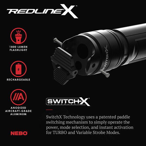 Nebo Redline X 1800 Lumen Rechargeable Waterproof Torch #NB6860 (UK Stock)  BNIB