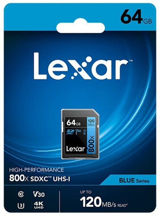 Lexar 64GB Blue SDXC SD Card Class 10 UHS-I U3 Memory Card 150MB/S 4K  (UK) BNIP