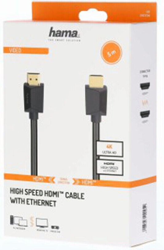 Hama High-Speed HDMI� Cable, Ultra-HD 4K, Ethernet, 5M (UK Stock)  BNIP  #200704