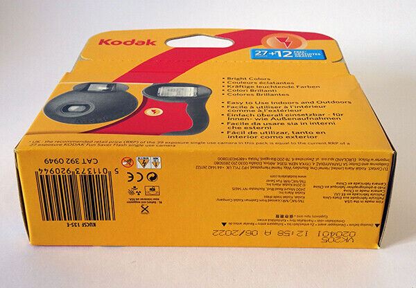 Kodak Fun Flash Disposable SUC Camera 27exp. + 12 FREE (39 Exposures) BNIP -  UK