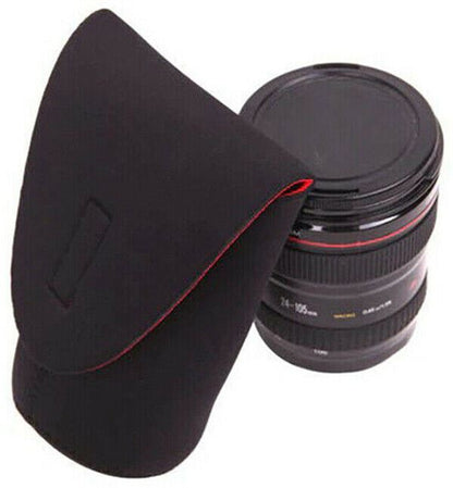 Extra Large Camera Lens Soft Pouch Neoprene Protector Case Bag (UK)  Black & Red