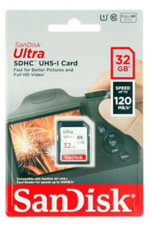 SanDisk 32GB Ultra SDHC SD Card Class 10 UHS-I Memory Card 120MB/S For Camera