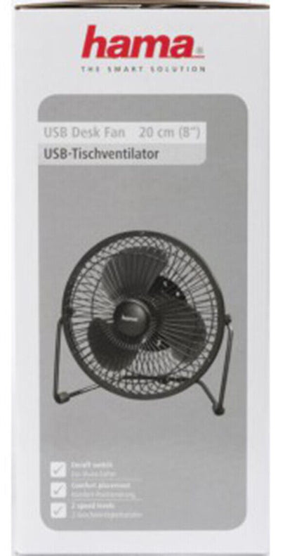 Hama Metal USB Desk Table Fan 15 cm (6")  XL, 2 Speed Levels #12160   (UK)  BNIB