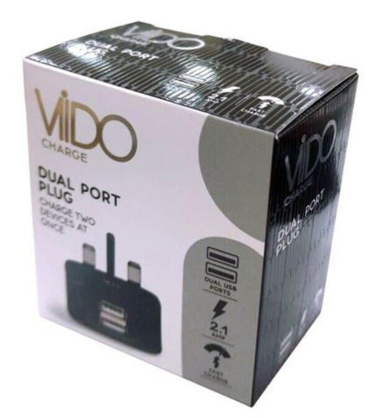 VIDO 2.1 AMP Fast Dual Twin 2 Port USB Charger for UK Mains Wall Plug #05405  UK