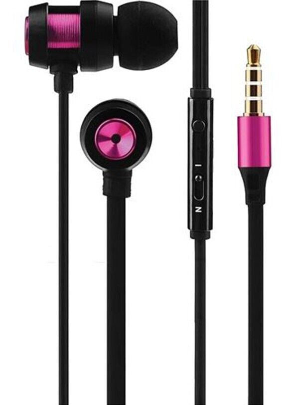 Volkano Alloy In-ear Wired Stereo Headphones + Mic Black Purple Comfort fit Buds