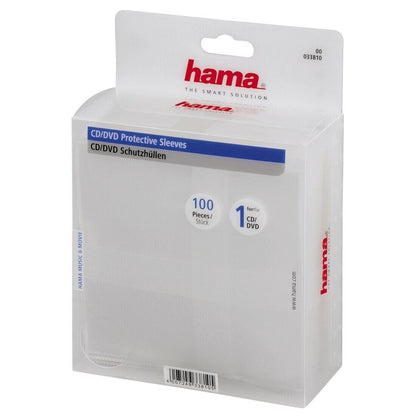 HAMA 100 x Polypropylene DVD CD Envelope Cover Sleeve Case Wallet Transparent UK