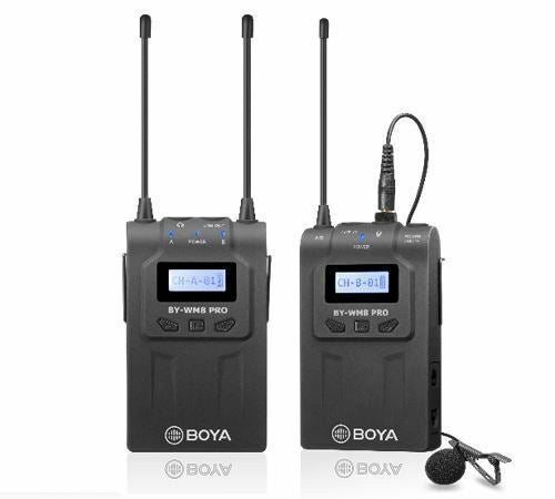 Wireless microphone Kit by BOYA = BY-WM8 PRO-K1 UHF TX RX 2 MIC (UK Stock)  BNIB