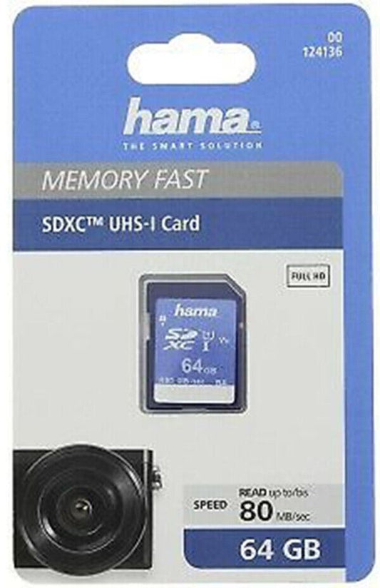 Hama SDXC 64GB UHS Speed Class 10 UHS-I 80MB/s (UK Stock) BNIP