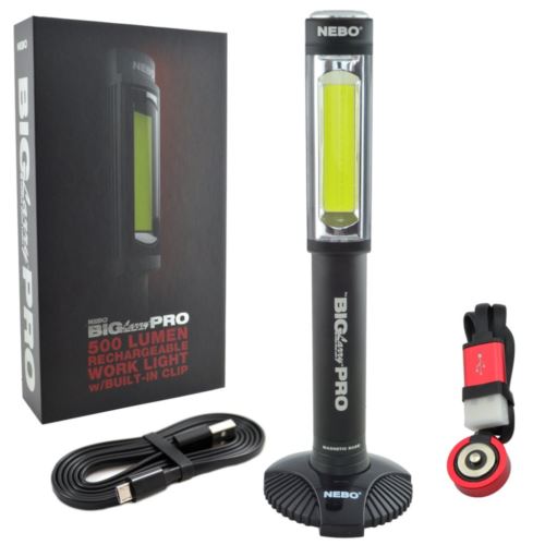 Nebo Big Larry Pro RC 500 Lumen Rechargeable LED Torch 2 types charger incl. UK