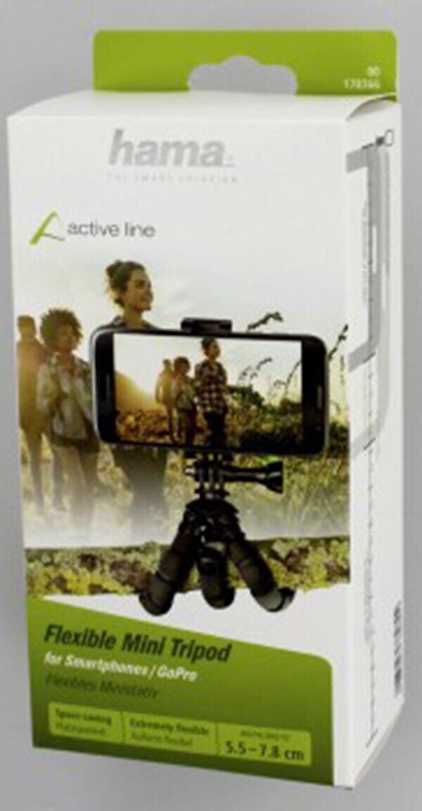 Hama "Flex" Mini Tripod for Smartphones & GoPro Devices, 5.5- 7.8 cm  (UK Stock)