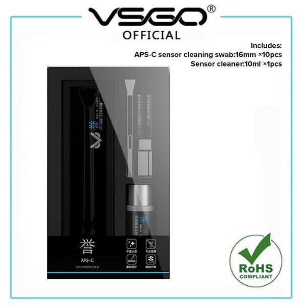 VSGO Sensor Cleaning Kit for APS-C Sensor 10 x Swabs 1 x 10ml Cleaning solution